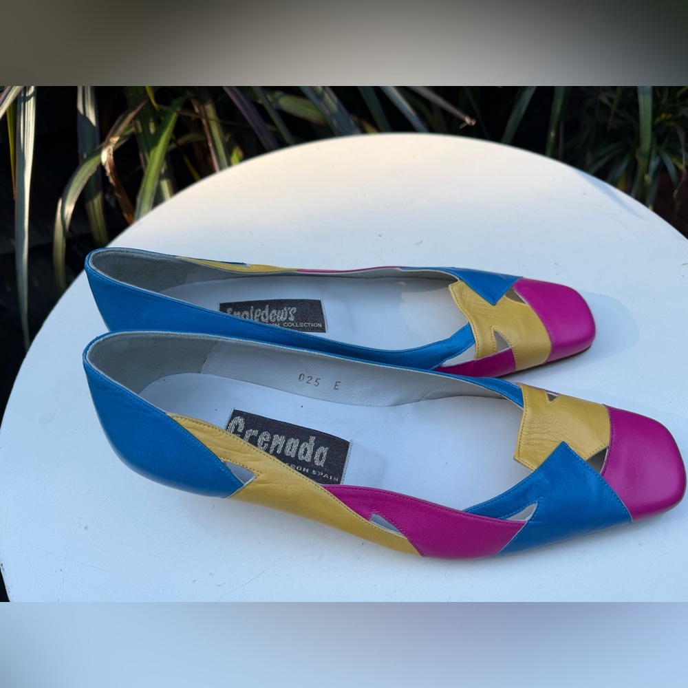 Vintage kitten heel pump shoes leather multicolor Sz 8M by Ingledew’s Grenada - Picture 10 of 11